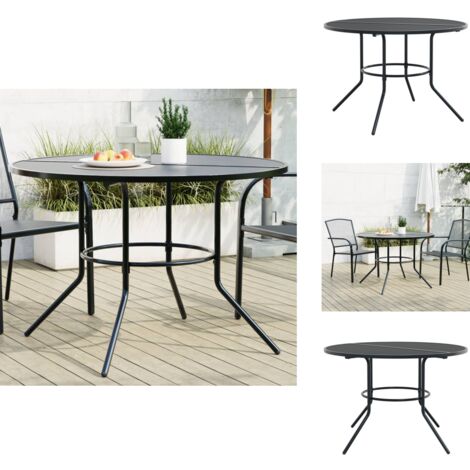 Table de patio ronde anthracite acier enduit de poudre - Table De Jardin - Table Extérieure - Table Ronde - Mobilier De Jardin - Acier Enduit De Poudre
