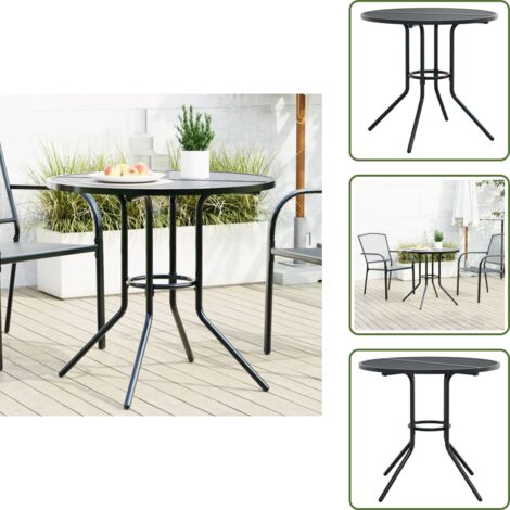 Table de patio ronde anthracite acier enduit de poudre - Table De Jardin - Table Extérieure - Table Ronde - Mobilier De Jardin - Acier Enduit De Poudre