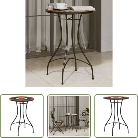 Table de patio -  Table de bistro mosaïque terre cuite blanc Ø50x70 cm céramique