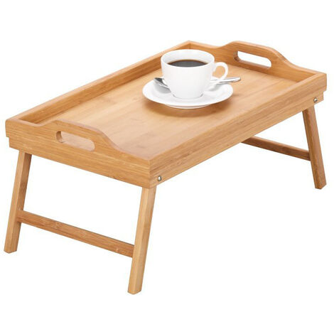 Table de petit déjeuner, plateau en bambou avec pieds, 50x30 cm, ZELLER