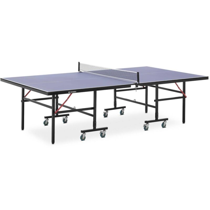 Gymrex - Table de ping-pong intérieur Table de ping-pong pliable Sur roulettes Classe d - Bleu