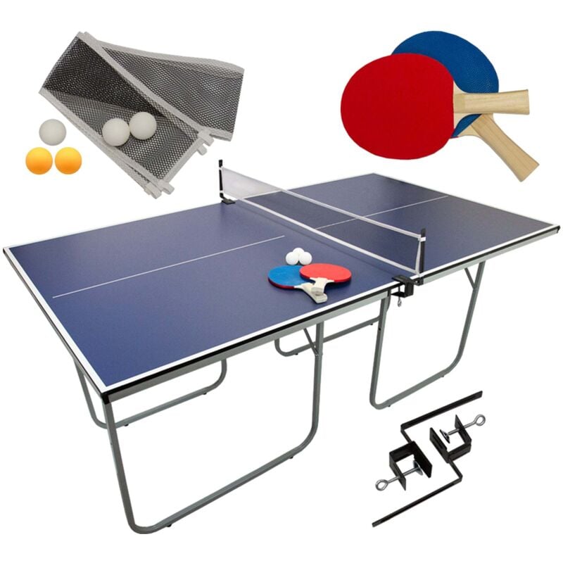 Table de Ping Pong Pieds Pliables Portable Compacte Installation Simple et Rapide Jeux Multifonction Intérieur Extérieur Filet Fer Avec Revêtement En