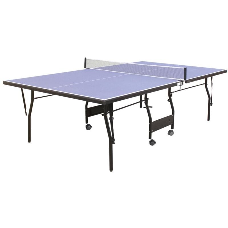 Vente-unique - Table de ping-pong pliable à roulettes avec accessoires - Bleu - L274 x P152.5 x H76 cm - garry
