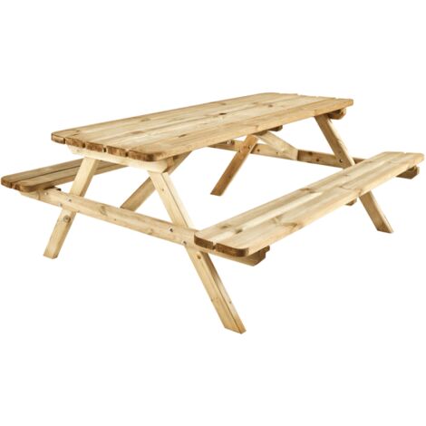 Cerland – Table de pique-nique en pin sylvestre traité autoclave – 6 places – 180 cm x 166,4 cm – Conception pour rangement facile
