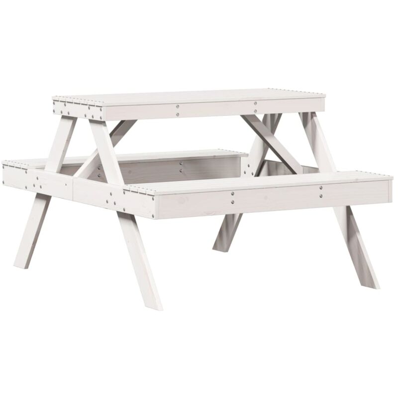 Vidaxl - Table de pique-nique blanc 105x134x75 cm bois massif de pin