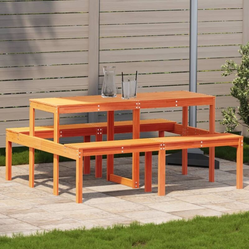 Table de pique-nique cire marron 160x134x75 cm bois massif pin vidaXL