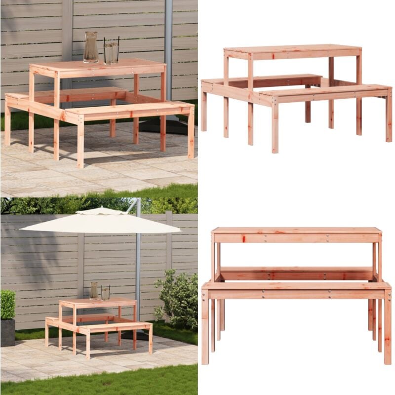 Table de pique-nique 110x134x75 cm bois massif de douglas - Table De Jardin - Table Pique-nique - Bois Massif - Douglas - Extérieur - Home & Living
