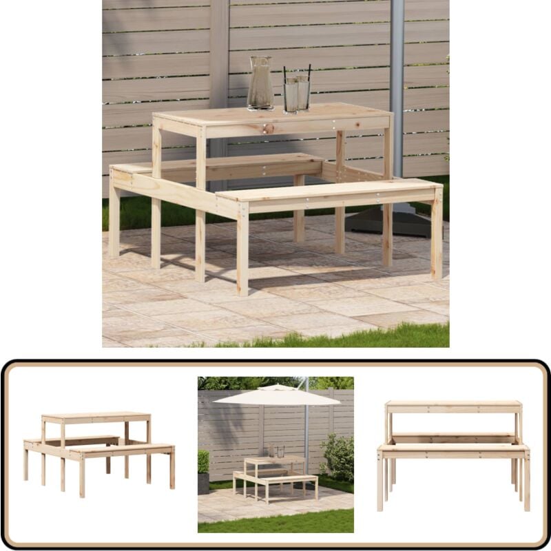 Vidaxl - Table de pique-nique 110x134x75 cm bois massif de pin - Table De Pique-nique - Table De Jardin - Mobilier De Jardin - Table Extérieure