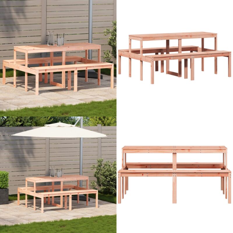 Table de pique-nique 160x134x75 cm bois massif de douglas - Table De Pique-nique - Table De Jardin - Mobilier De Jardin - Table Extérieure - Bois