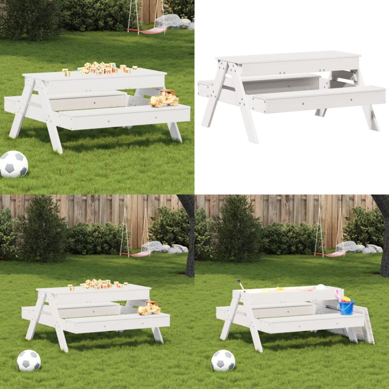 Table de pique-nique avec bac à sable pour enfants pin massif - Table De Pique-nique - Table Enfant - Mobilier De Jardin - Table Extérieure - Jeu