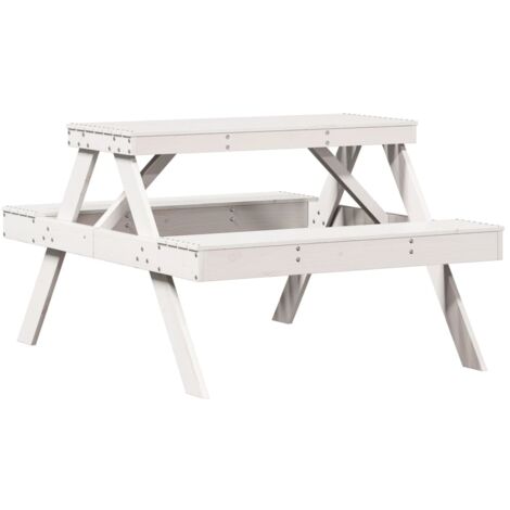 Table de pique-nique blanc 105x134x75 bois massif de pin