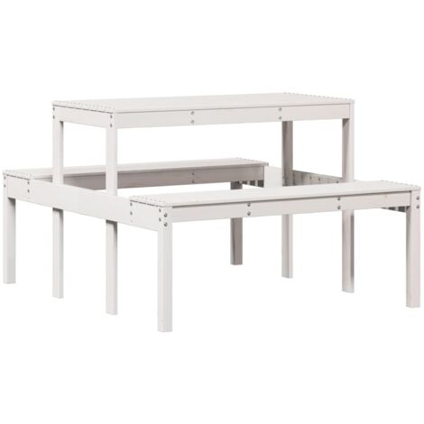 Table de pique-nique blanc 110x134x75 bois massif de pin
