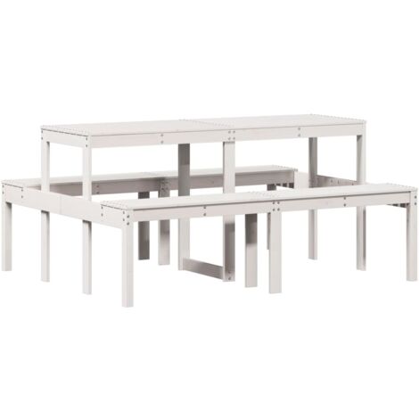 Table de pique-nique blanc 160x134x75 bois massif de pin