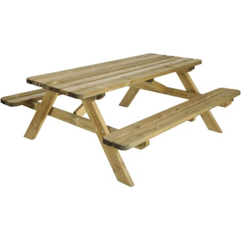 Cerland – Table de pique-nique 180 cm – Accueille jusqu'à 6 personnes – Bancs intégrés pour confort – Design élégant et personnalisable
