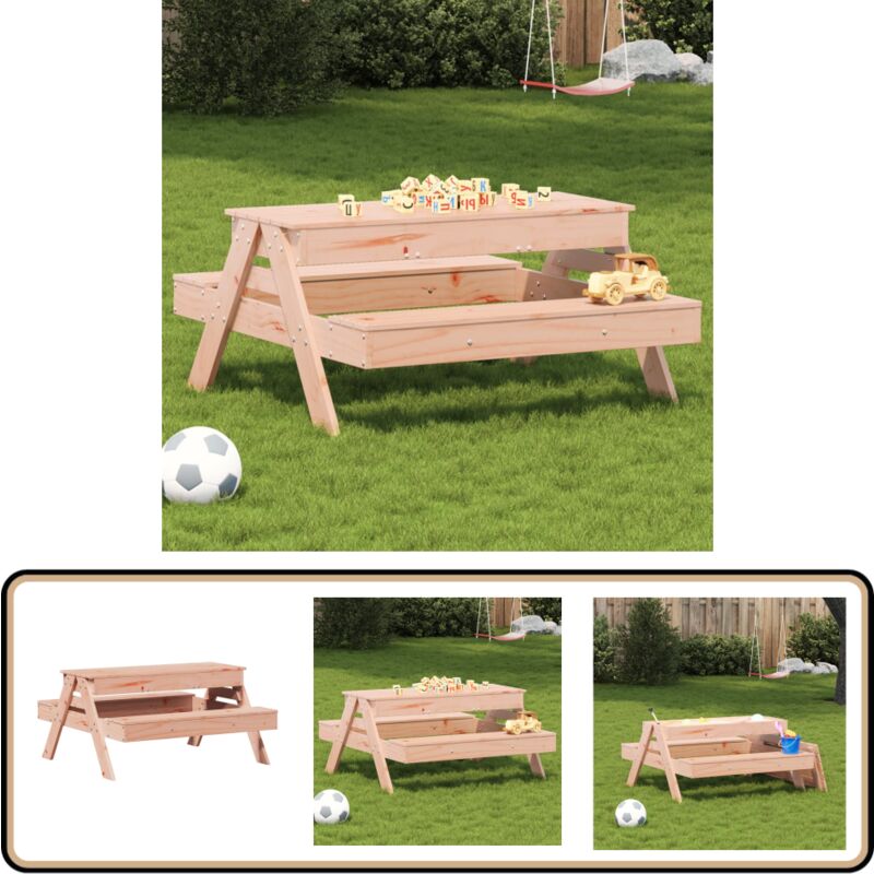 Table de pique-nique et bac à sable enfants bois massif douglas - Table De Pique-nique - Table Enfant - Mobilier De Jardin - Jeu Extérieur - Bac à