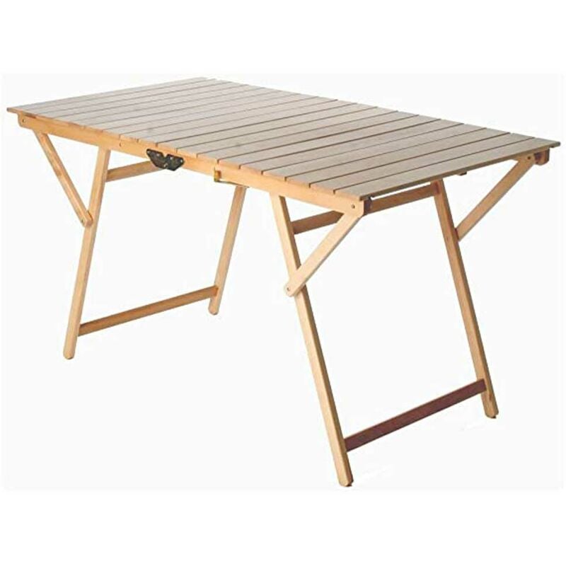 Okaffarefatto - Table de pique-nique pliable gain de place en bois naturel 70 x 140 cm