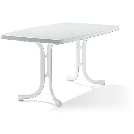 Table de pique nique pliante 150 x 90 cm – Plateau en Mecalit®-PRO blanc – Pieds en acier blanc – Résistante aux intempéries – Sieger