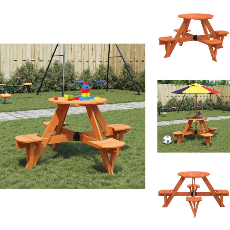 Table de pique-nique pour 4 enfants avec trou de parasol rond - Table De Pique-nique - Tables De Pique-nique - Table De Pique-nique D'extérieur