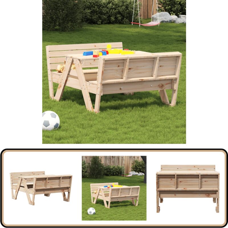 Table de pique-nique pour enfants 88x122x58 cm bois massif pin - Table De Pique-nique - Mobilier De Jardin - Table Extérieure - Jeu D'enfants - Jouet