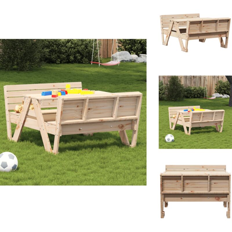 Table de pique-nique pour enfants 88x122x58 cm bois massif pin - Table De Pique-nique - Mobilier De Jardin - Table Extérieure - Jeu D'enfants - Jouet