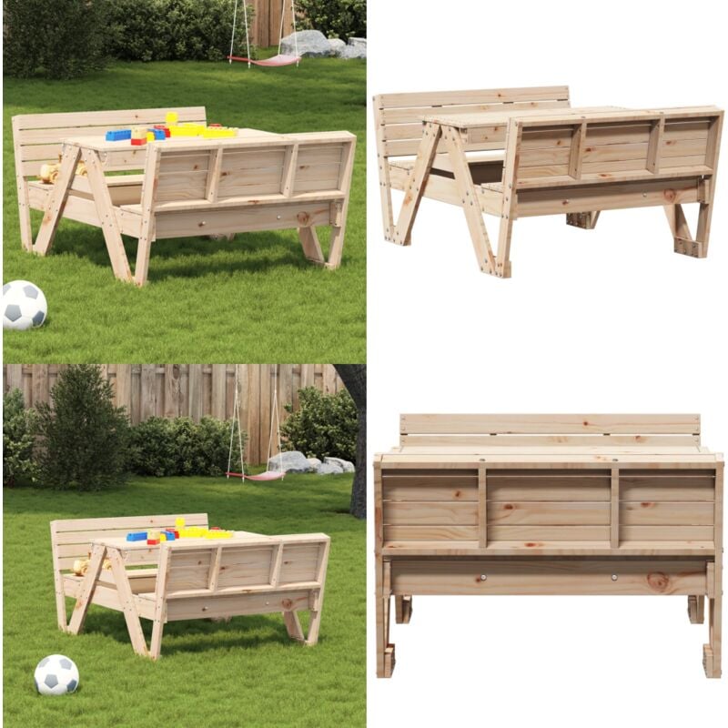 Table de pique-nique pour enfants 88x122x58 cm bois massif pin - Table De Pique-nique - Mobilier De Jardin - Table Extérieure - Jeu D'enfants - Jouet