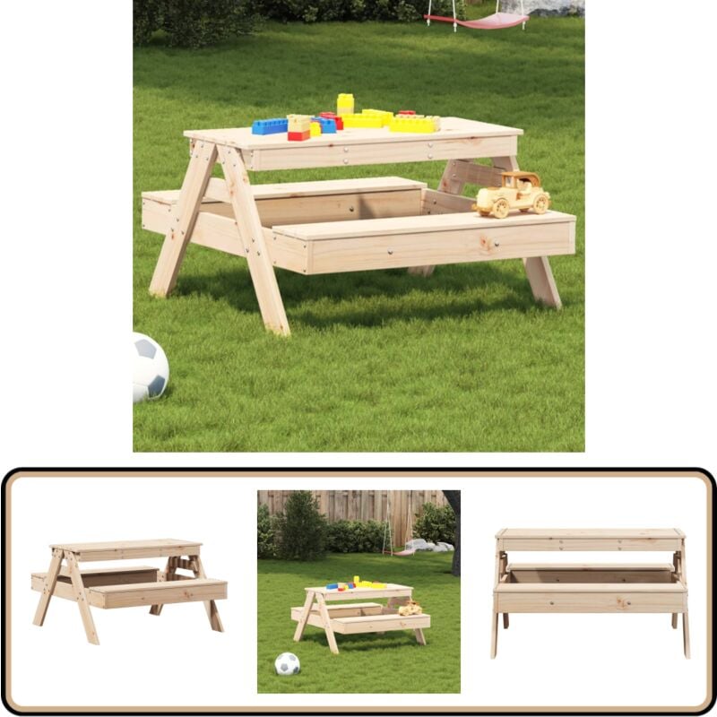 Table de pique-nique pour enfants 88x97x52cm bois massif de pin - Table De Pique-nique - Table Enfant - Mobilier De Jardin - Table Extérieure - Jeu