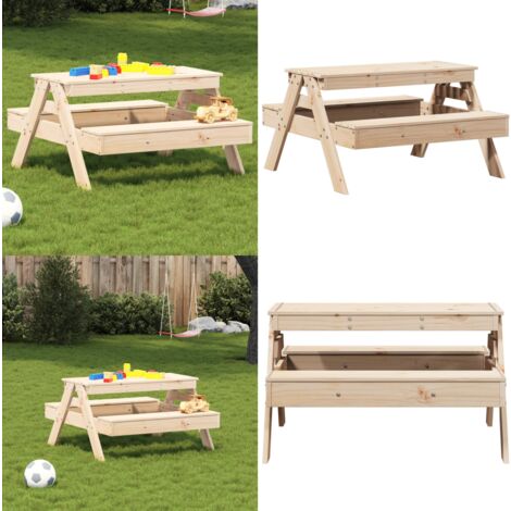 Table de pique-nique pour enfants 88x97x52cm bois massif de pin - Table De Pique-nique - Table Enfant - Mobilier De Jardin - Table Extérieure - Jeu D'enfant - Home & Living