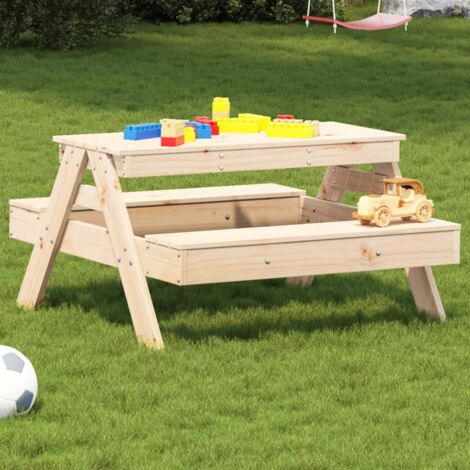 Vidaxl – Table de pique-nique enfants 88x97x52cm – Bois de pin massif – Sièges spacieux avec design à lattes – Pour usage extérieur