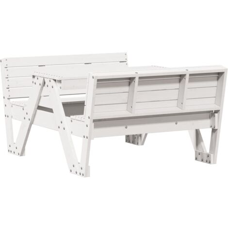 Table de pique-nique pour enfants blanc bois massif de pin