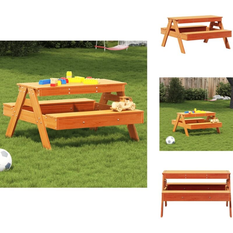 Vidaxl - Table de pique-nique pour enfants cire marron bois massif pin - Table De Pique-nique - Mobilier De Jardin - Table Enfant - Jeu Extérieur