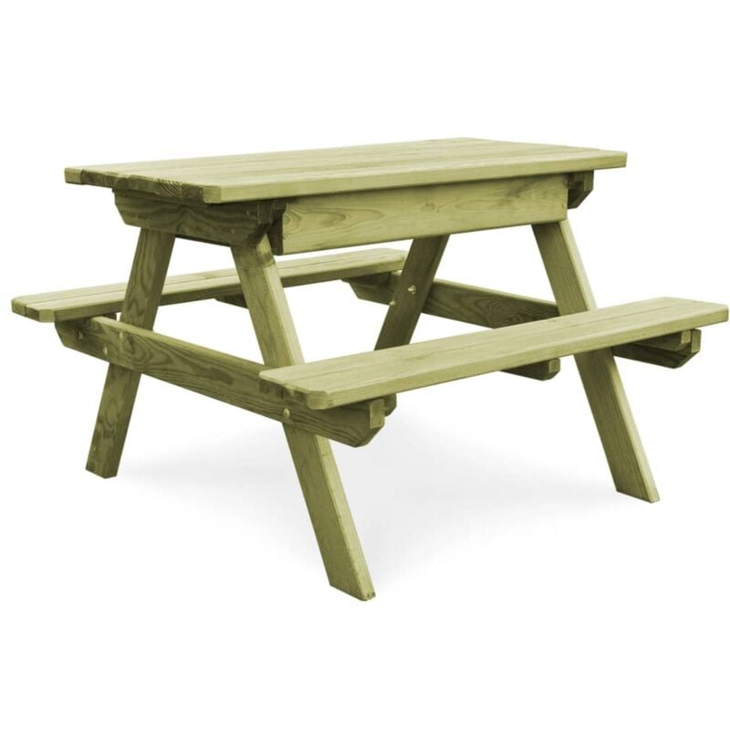 Table de pique-nique, Table de camping, Table d'extérieur pour enfants avec bancs Pinède imprégnée TOGP80335 DESIGN IN