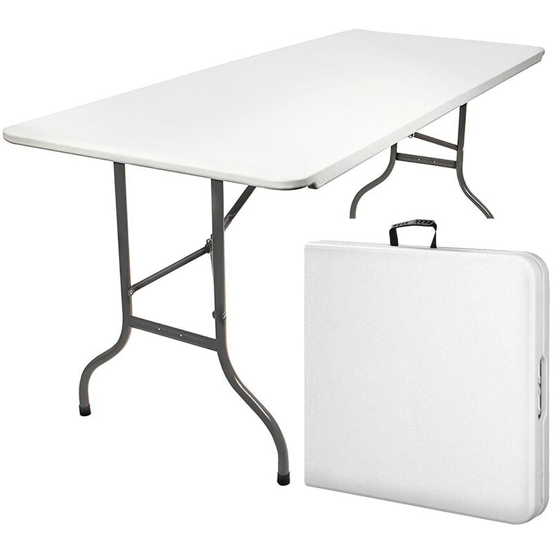 Table de camping - Pique Nique - Pliable - Système de Transport Pratique - 180x70x74 cm - Blanc - white - Maxxgarden
