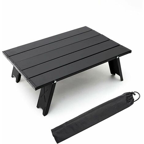 Table de plage personnelle, mini petite table de camping en aluminium portable pliable (noir)