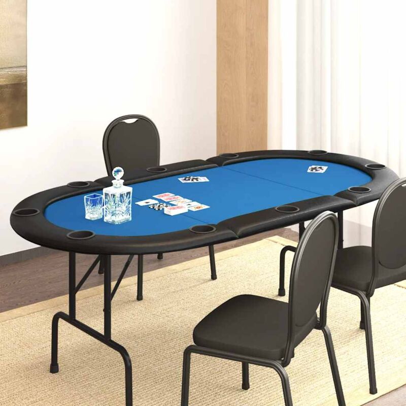 Vidaxl - Table de poker pliable 10 joueurs Bleu 206x106x75 cm