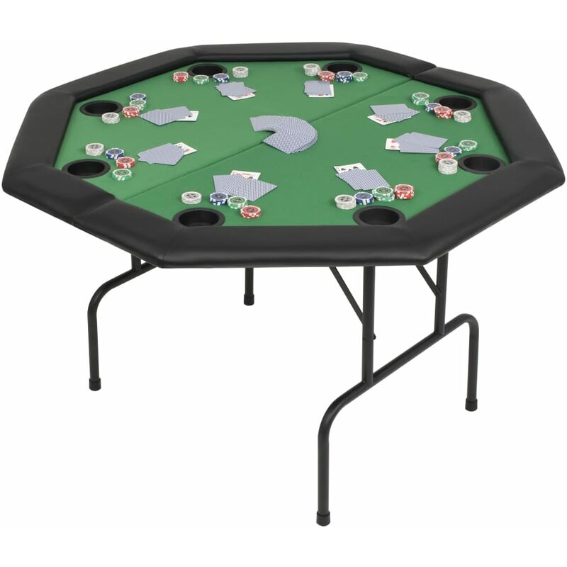 Vidaxl - Table de poker pliable pour 8 joueurs 2 plis Octogonale Vert