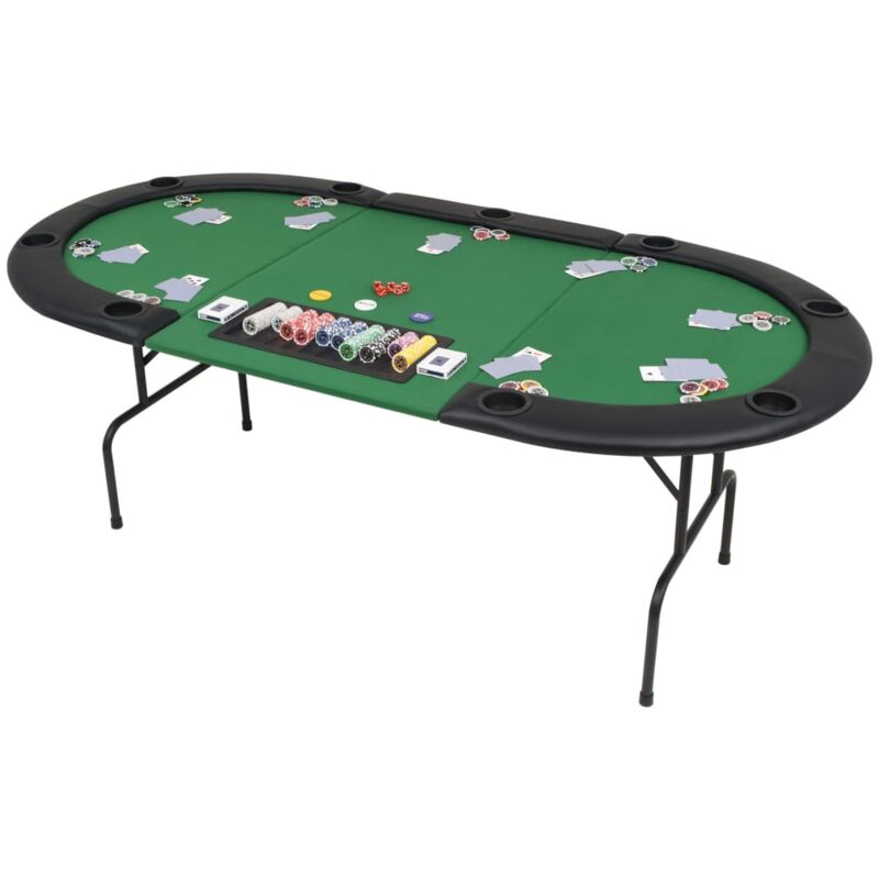Table de poker pliable pour 9 joueurs 3 plis Ovale Vert CFW11642