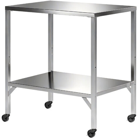Table de préparation barbecue extérieur avec plan de travail et roues, chariot en acier inoxydable 85x60x92cm argent
