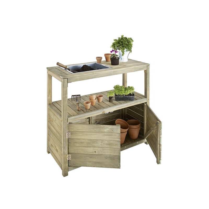 Jardipolys - Table de rempotage avec rangement et bac de préparation