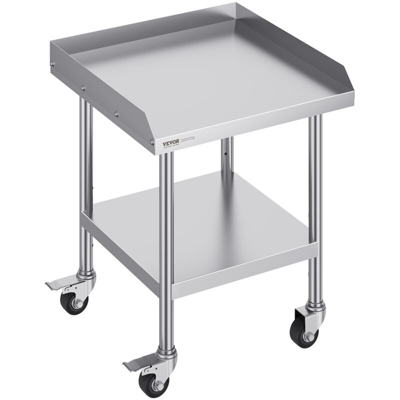 VEVOR Stainless Steel Work Table 61x61 cm Commercial Food Prep Table W/ 4 Casters