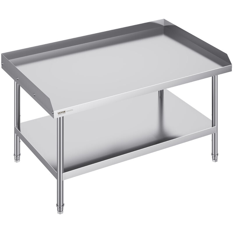 Table de preparation en metal Vevor 30 x 48 x 26 pouces, avec protection anti-eclaboussures a 3 cotes, hauteur reglable, construction en acier