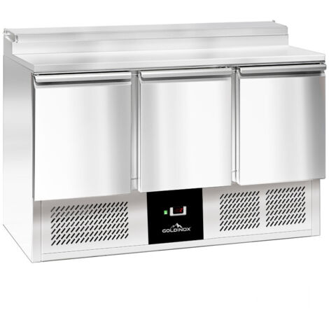 Table de préparation réfrigérée compacte 3 portes (8 x 1/6) PREMIUM - GOLDINOX