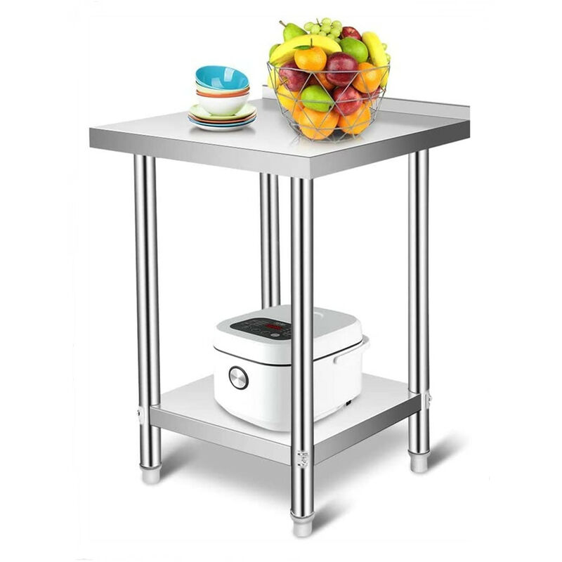 Skecten - Table de Préparation Vogue en Inox, Table De Travail Cuisine - 616190cm