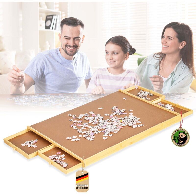 Floordirekt - Table de puzzle Yukon Support de puzzle compact avec tiroirs en bambou & mdf Pour enfants & adultes