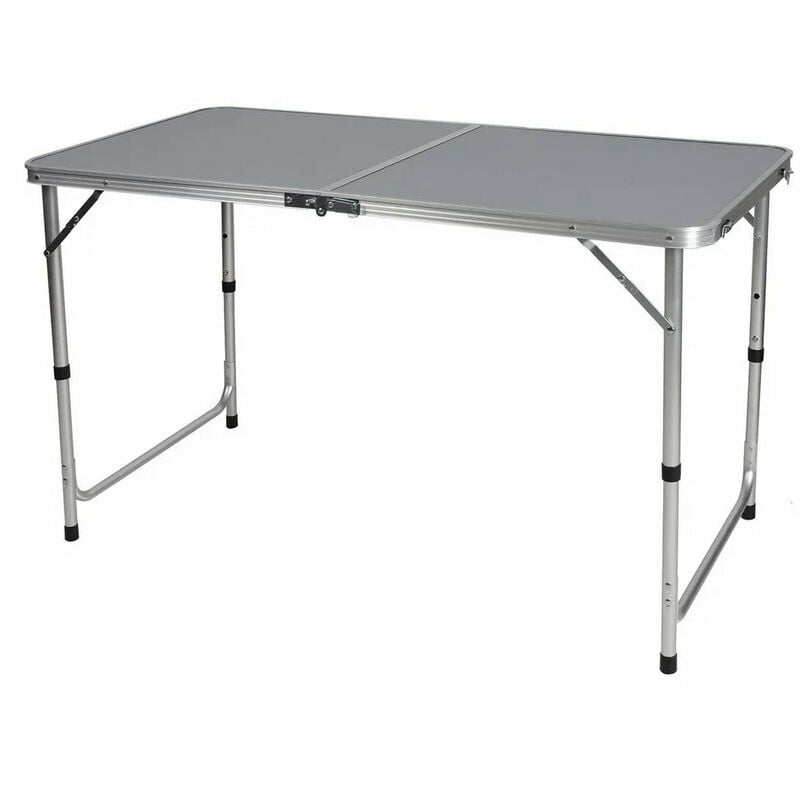 Sunnydays - Table de randonnee table d'exterieur table de camping pliable table de pique nique pliable en aluminium gris 120x60xh67cm - Gris