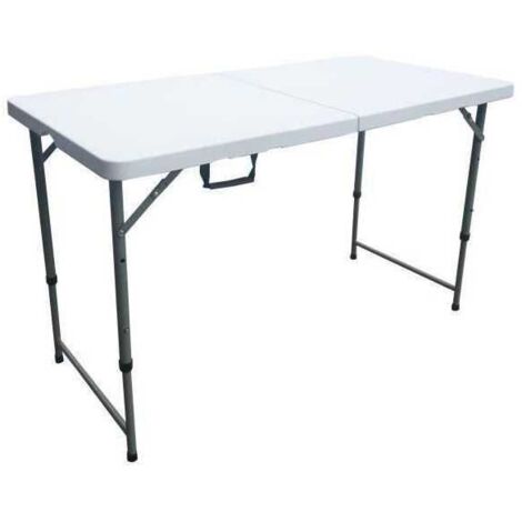 Table de réception pliante - 4 personnes - 122 cm - Structure en acier et Plateau en Polyéthylene PEHD - Blanc