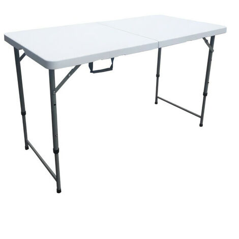 Table de reception pliante - 4 personnes - 122 cm - Structure en acier et Plateau en Polyéthylene PEHD - Blanc