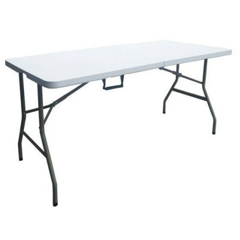 Table de réception pliante 6 personnes - 150 cm - Structure acier et plateau en polyéthylene PEHD - Blanc
