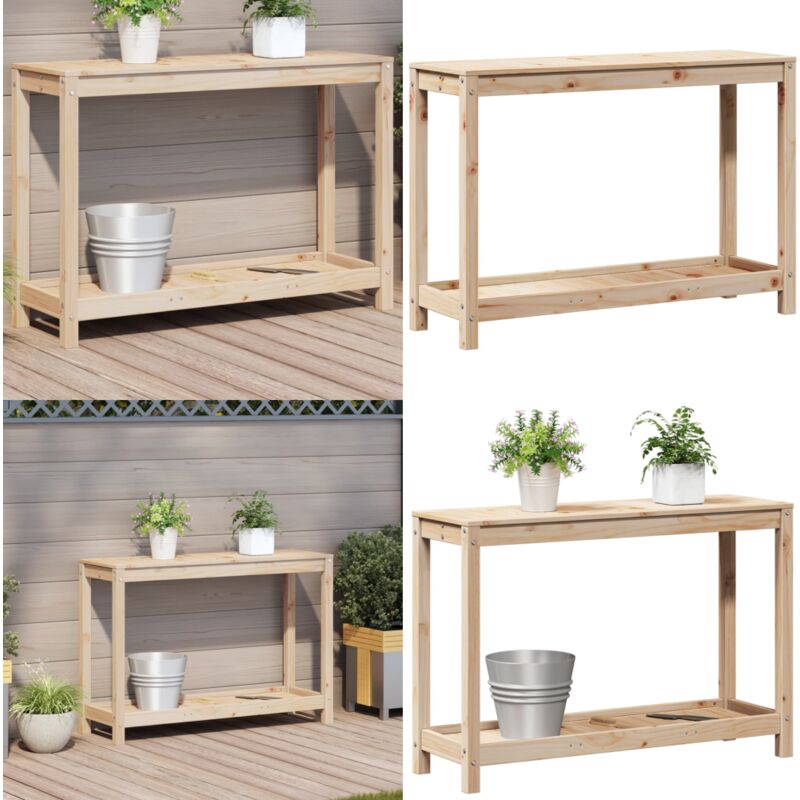 Vidaxl - Table de rempotage avec étagère 108x35x75 cm bois massif de pin - Table De Plantation - Meuble De Jardin - Support Plante - Étagère