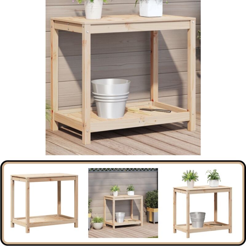 Vidaxl - Table de rempotage avec étagère 82,5x50x75cm bois massif de pin - Table De Plantation - Meuble De Jardin - Support Plante - Étagère