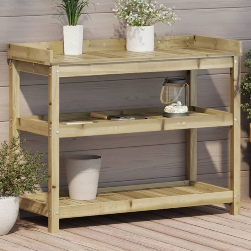 Torana - Table de rempotage avec étagères 108x45x86,5 cm bois massif pin